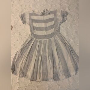 Esley Women’s  Short Sleeve Striped Chiffon Dress - White & Light Gray